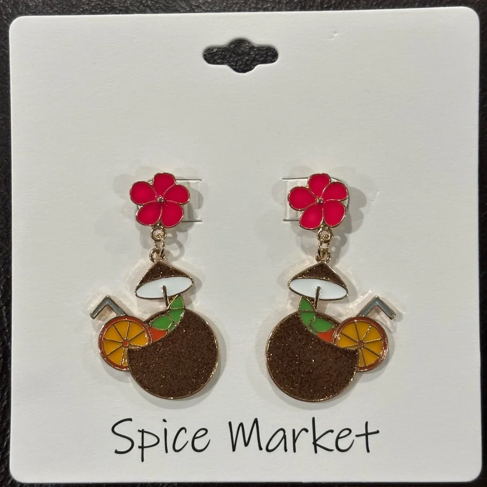 Spice Market, NEW, coconut cocktail earring 1.5 inch drop